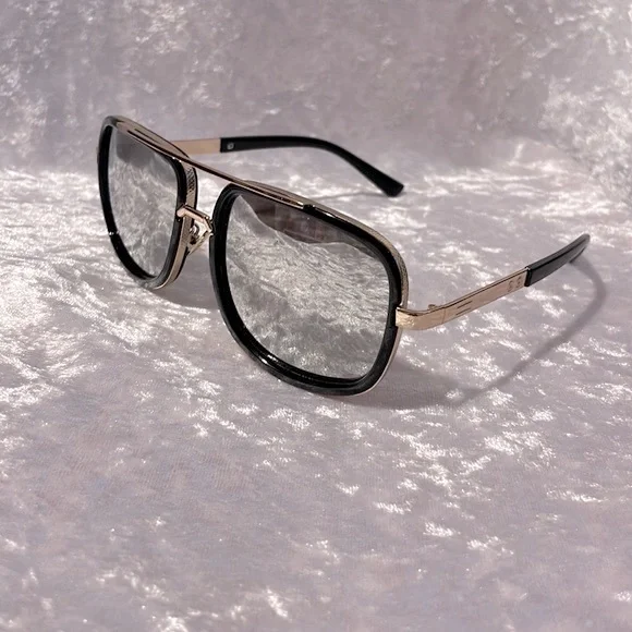 New Modern Brow Bar Silver Mirror Lens Oversize Square Aviator Sunglasses Shades - Picture 3 of 7